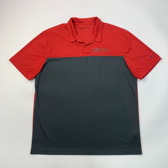 Nike Golf Shirt Mens XL Extra Large Red Gray Performance Dri Fit Polo - Picture 2 of 11